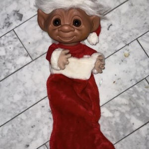 Norfin Troll Doll Christmas Stocking Large Santa Hat Red White